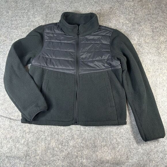 Zyia Active Jacket Womens Large Targhee Fleece Sherpa Full Zip Black - Picture 1 of 8